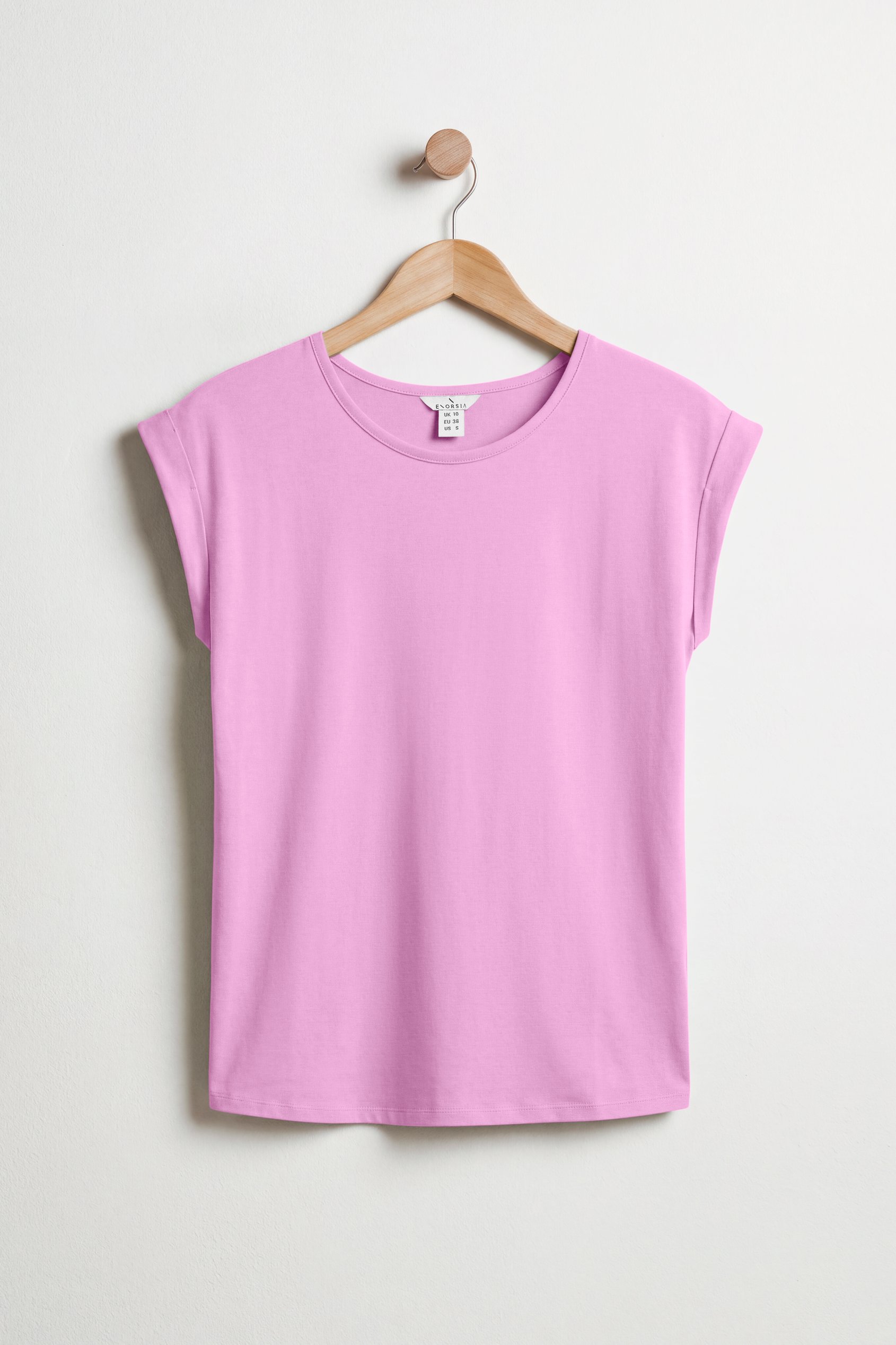 Shoulder Padded Cap-Sleeve Roll-Up T-Shirt