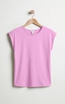 Shoulder Padded Cap-Sleeve Roll-Up T-Shirt