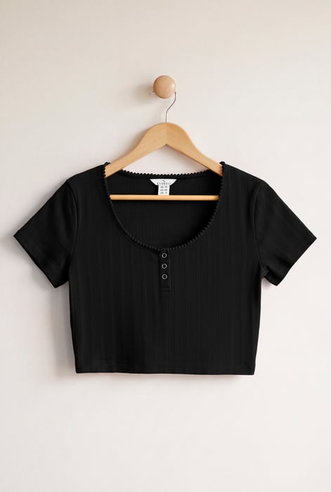 Women's White Ribbed Button-Up Short Sleeve T-Shirts