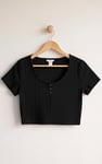 Ribbed Button-Up Short Sleeve T-Shirts