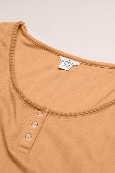 Ribbed Button-Up Short Sleeve T-Shirts