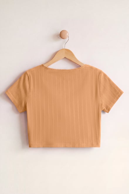 Ribbed Button-Up Short Sleeve T-Shirts