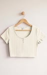 Ribbed Button-Up Short Sleeve T-Shirts