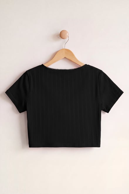 Ribbed Button-Up Short Sleeve T-Shirts