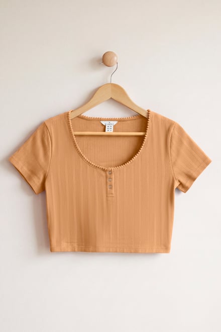 Ribbed Button-Up Short Sleeve T-Shirts