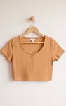 Ribbed Button-Up Short Sleeve T-Shirts