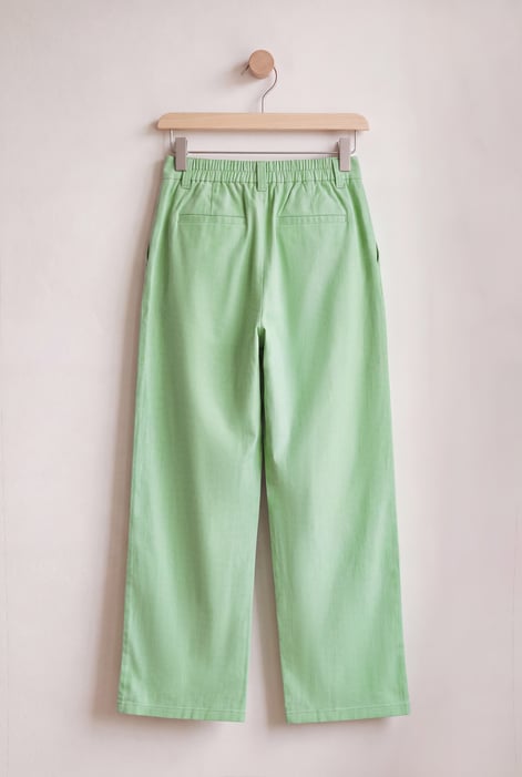 Green Wide Leg Woven Smart Trousers
