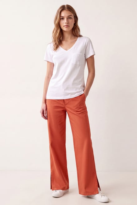 Relaxed Twill Wide Leg Trouser