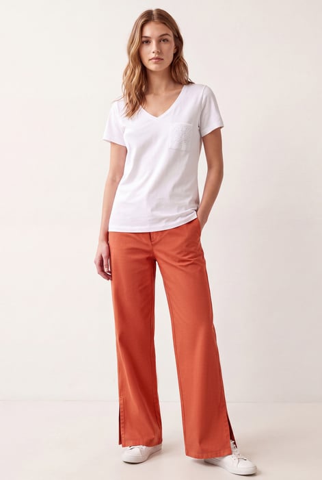 Women’s Orange Relaxed Twill Wide Leg Trouser | Enorsia