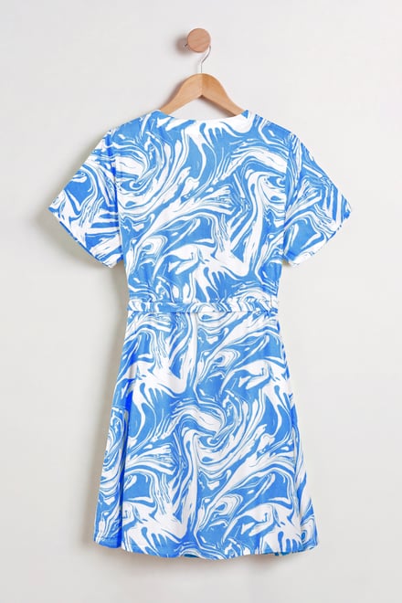 Fluid Print Wrap Dress