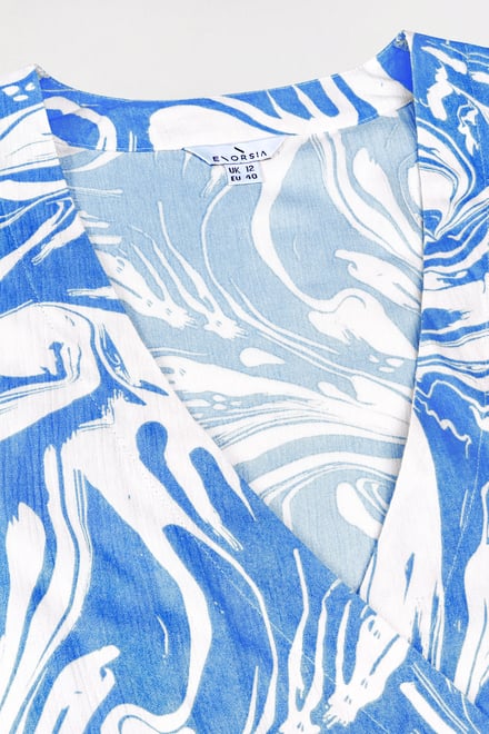 Fluid Print Wrap Dress