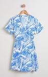 Fluid Print Wrap Dress