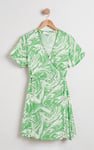 Fluid Print Wrap Dress