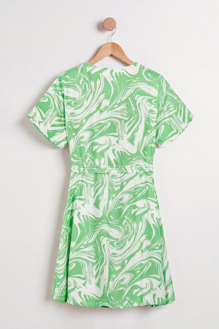 Fluid Print Wrap Dress