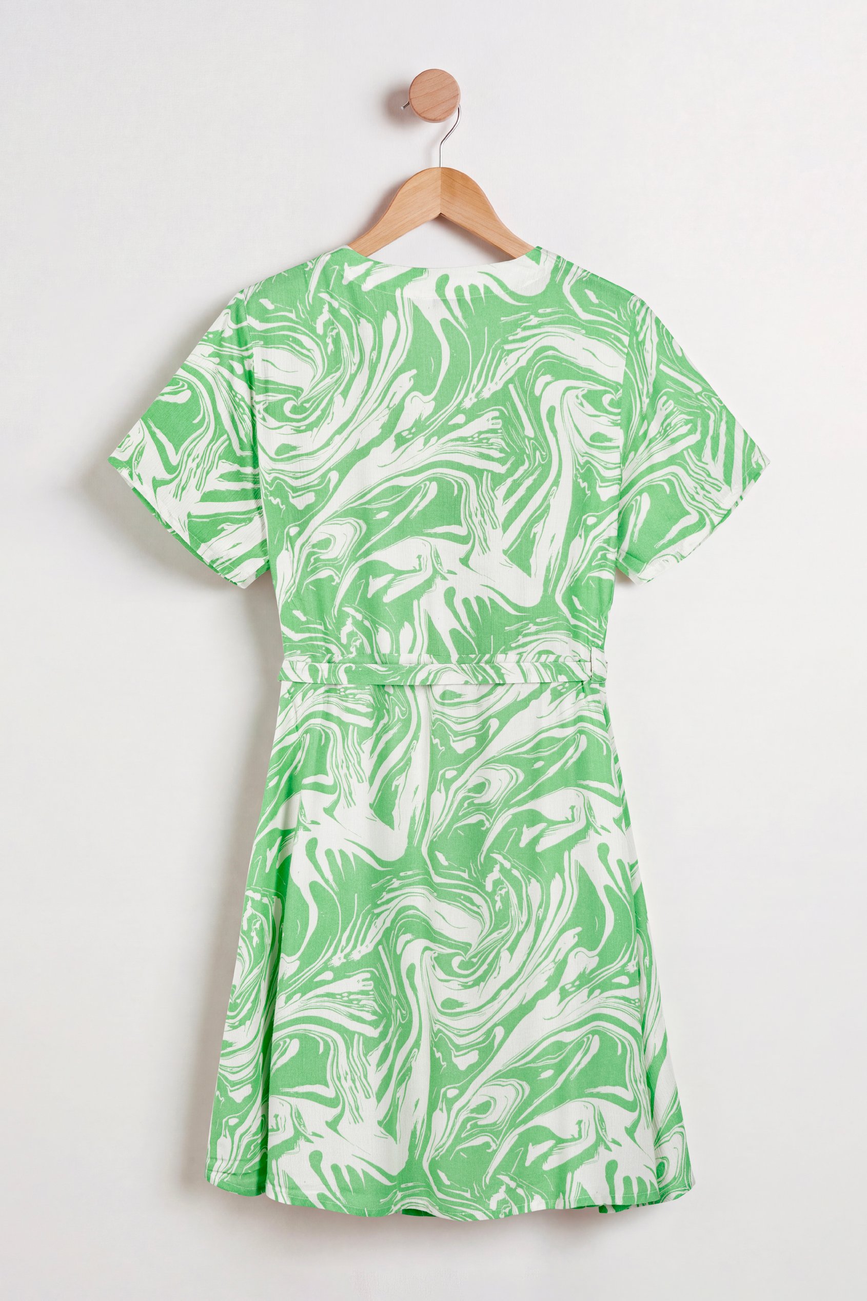 Fluid Print Wrap Dress