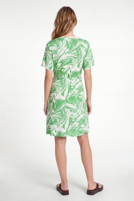 Fluid Print Wrap Dress