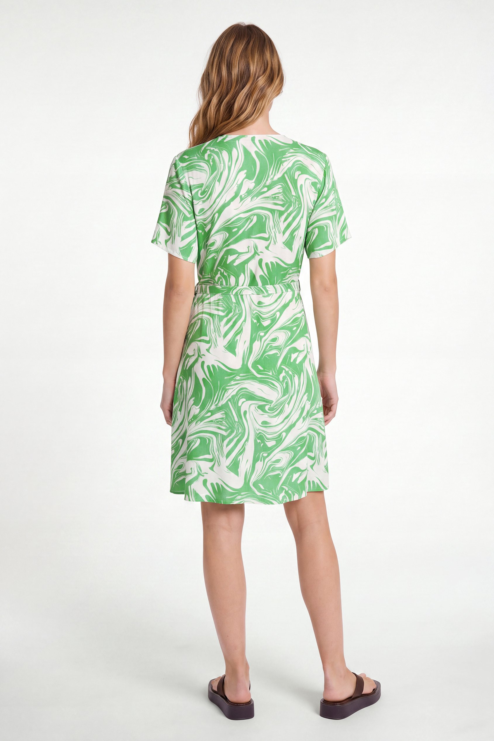 Fluid Print Wrap Dress