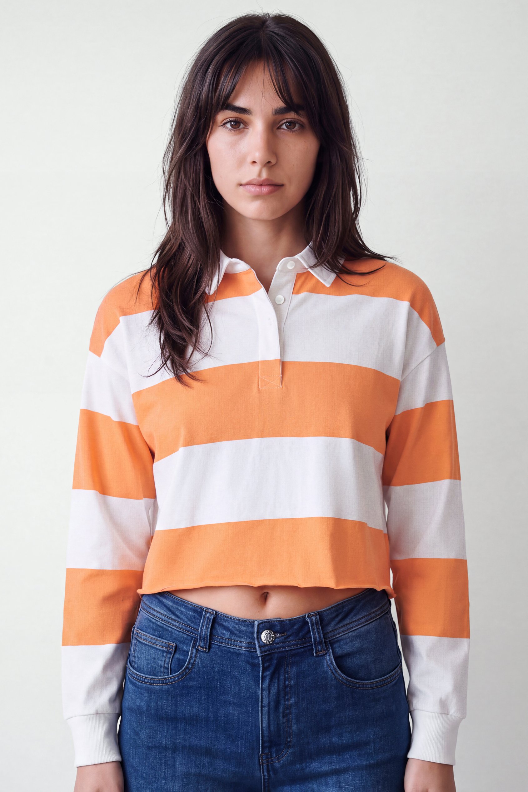 Stripe Cropped Rugby Top