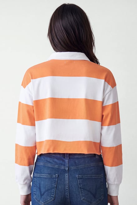 Stripe Cropped Rugby Top