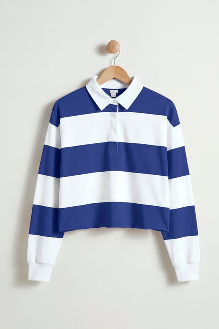 Stripe Cropped Rugby Top