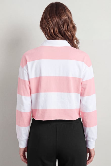 Stripe Cropped Rugby Top