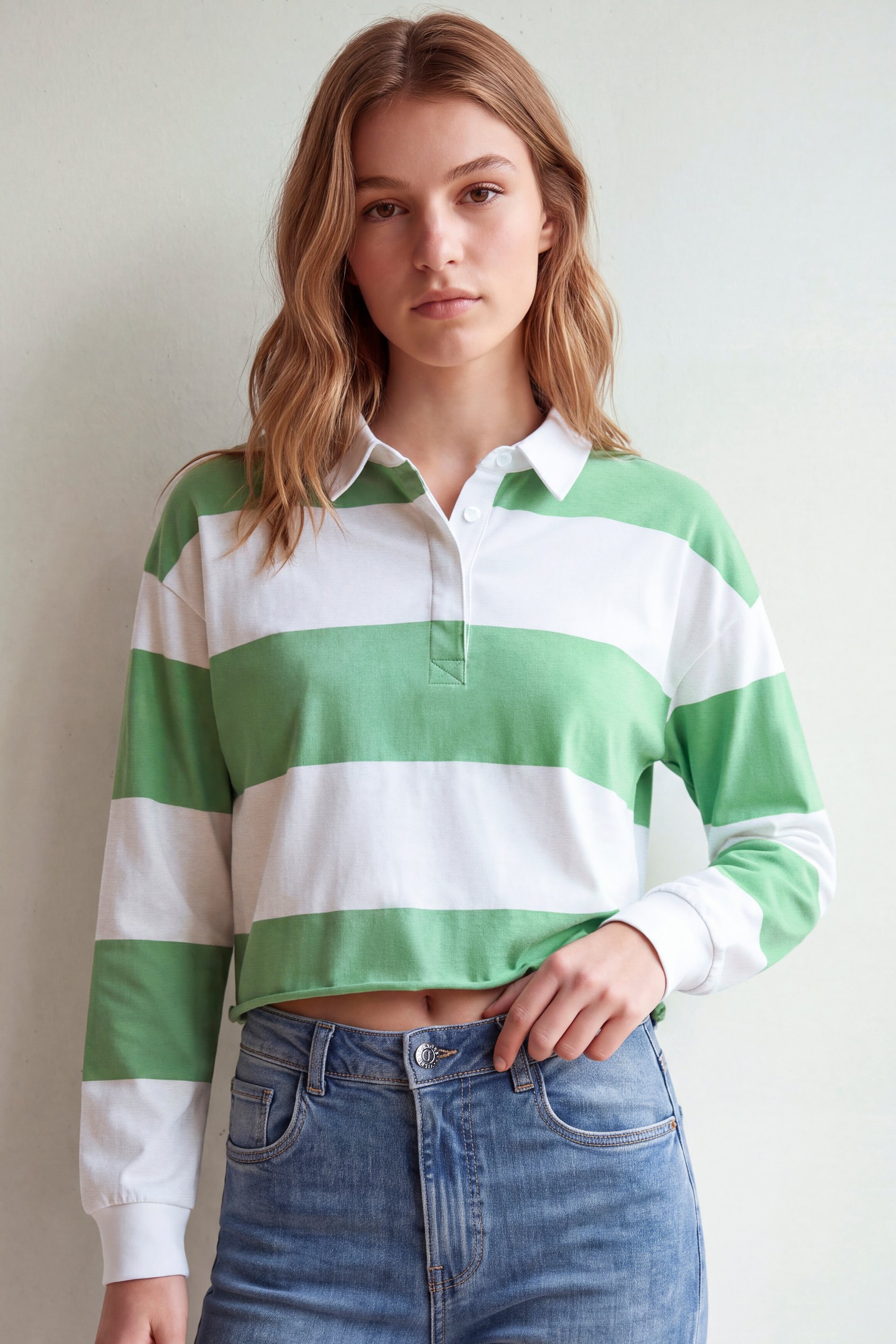 Stripe Cropped Rugby Top