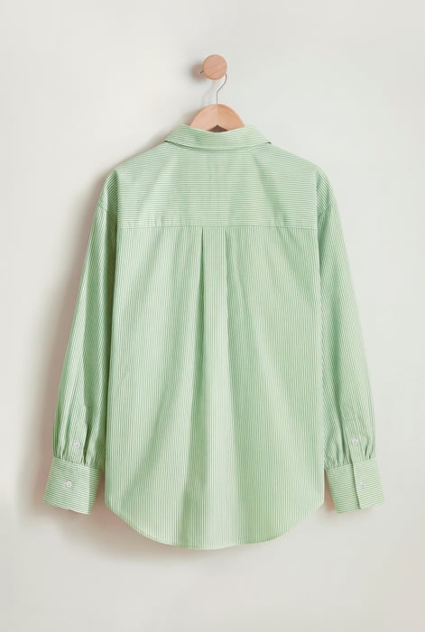 Green Long Sleeve Stripe Poplin Shirt