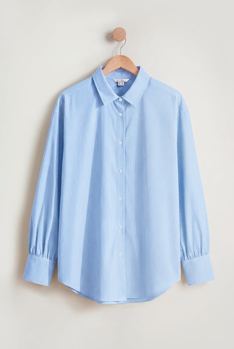 Blue Long Sleeve Stripe Poplin Shirt
