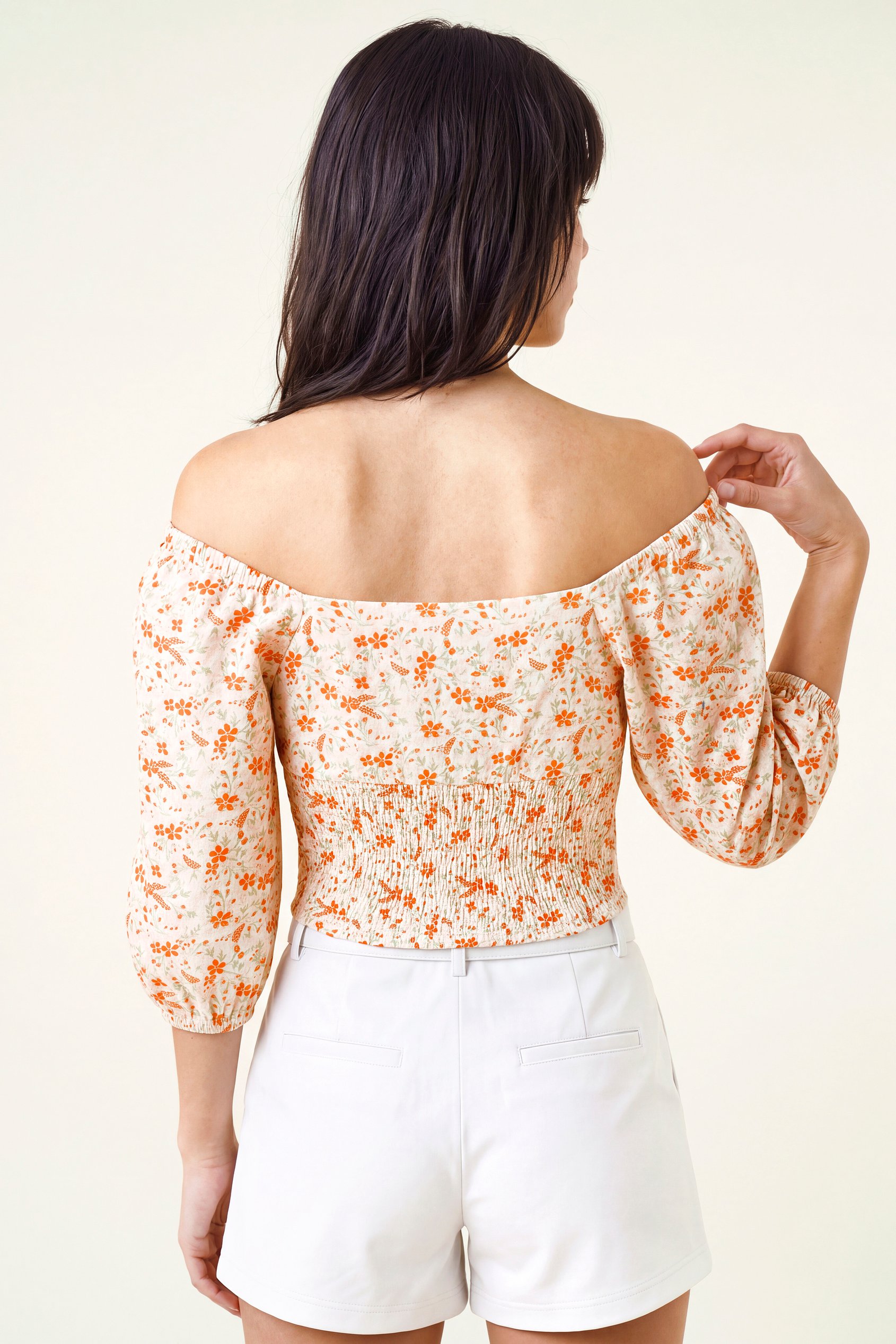 Floral Bardot Smocked Crop Top