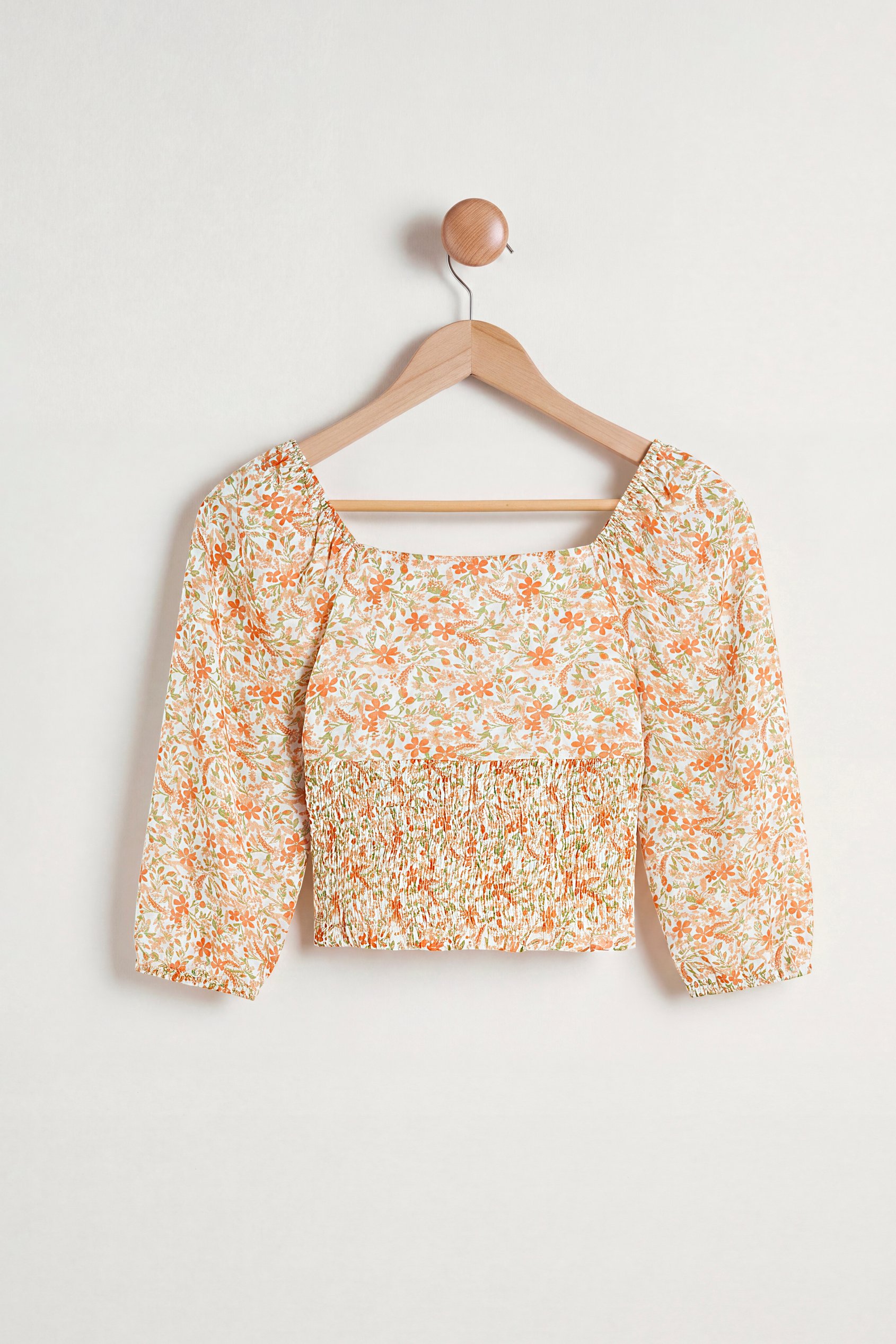 Floral Bardot Smocked Crop Top