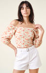 Floral Bardot Smocked Crop Top