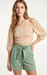 Floral Bardot Smocked Crop Top