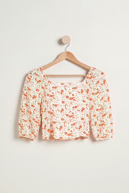 Floral Bardot Smocked Crop Top