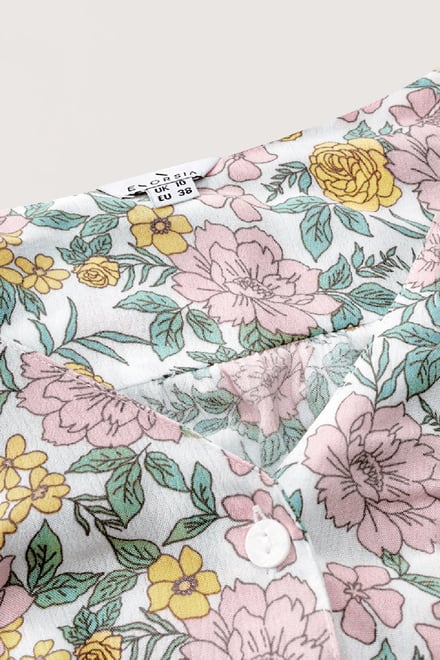 Printed Flute Sleeve Blouse
