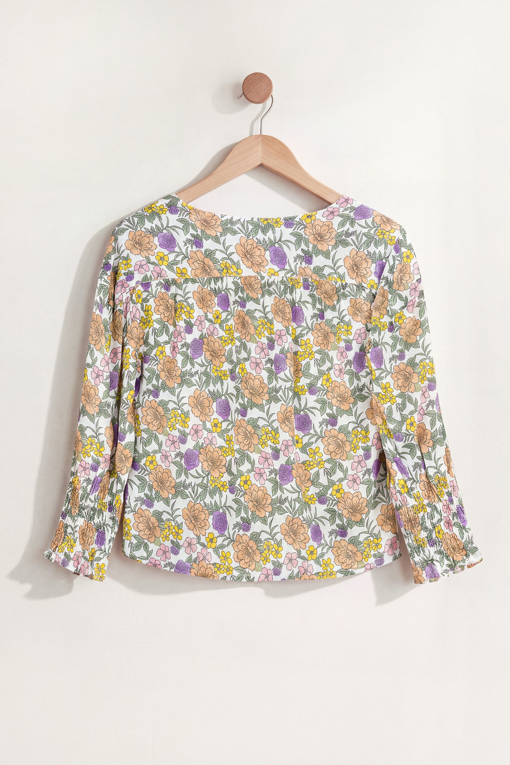 Printed Flute Sleeve Blouse