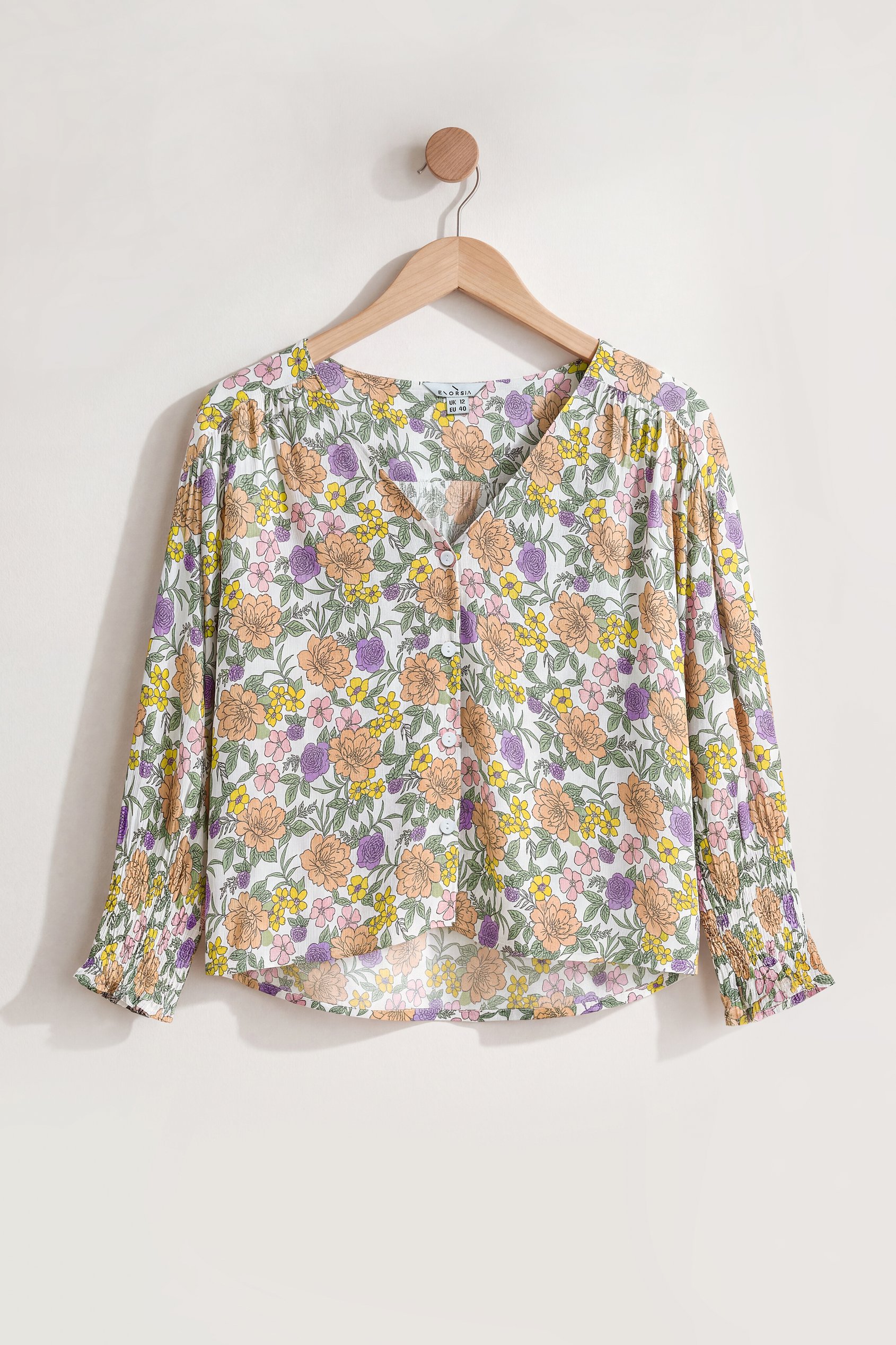 Printed Flute Sleeve Blouse