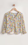 Printed Flute Sleeve Blouse