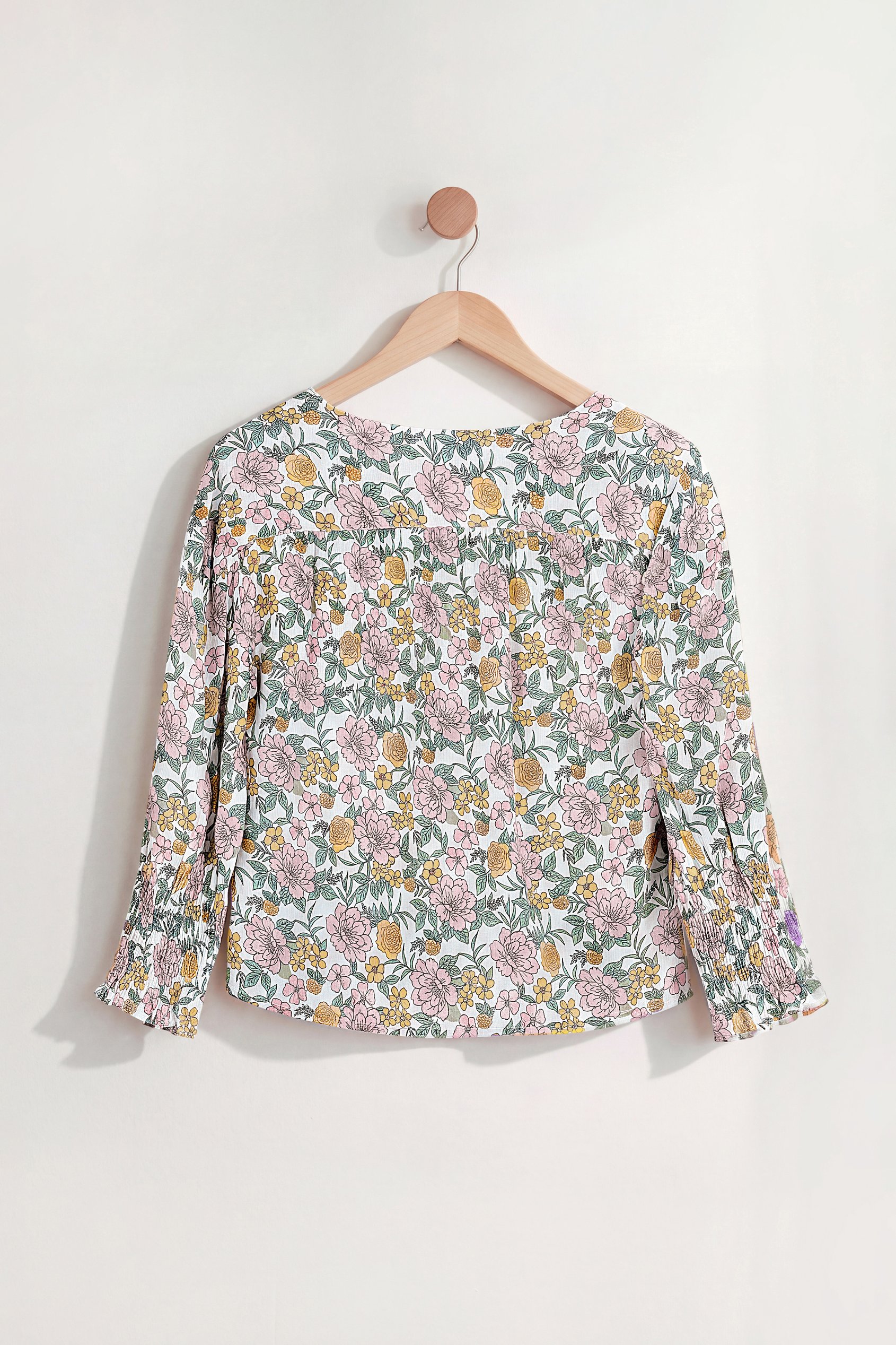 Printed Flute Sleeve Blouse