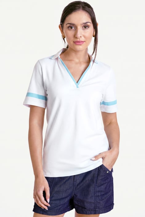 Sky Cornelia stripe  Short Sleeve Polo Shirt