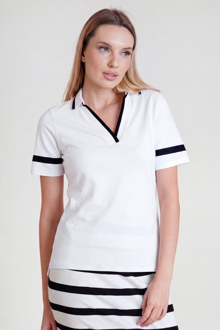 Cornelia stripe  Short Sleeve Polo Shirt