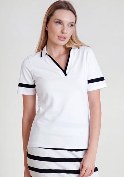 Cornelia stripe  Short Sleeve Polo Shirt