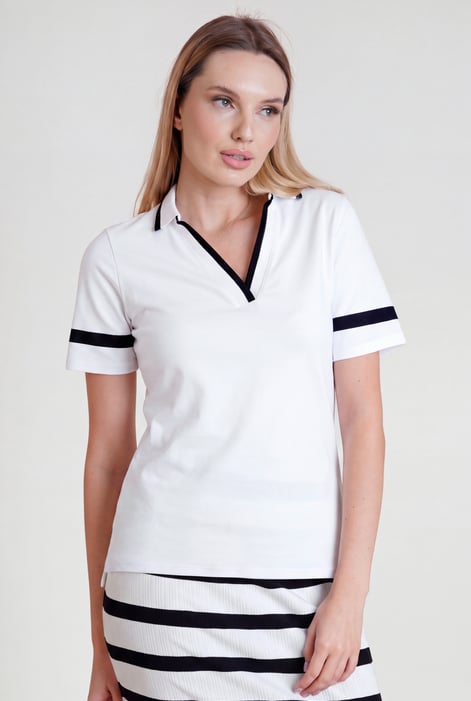 Sky Cornelia stripe  Short Sleeve Polo Shirt