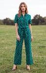 Womens Zip Through Wide Leg Jumpsuit