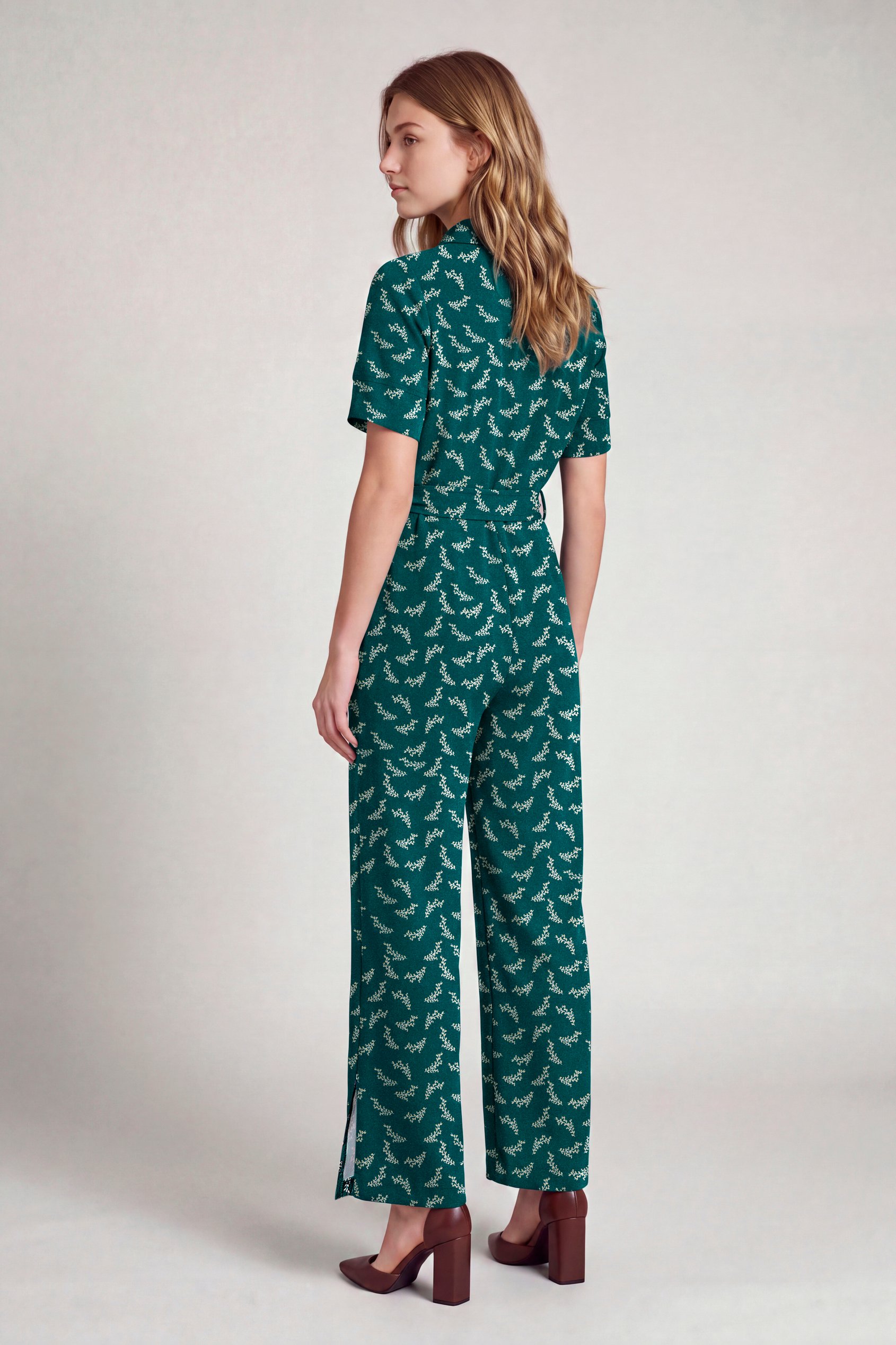 Womens Zip Through Wide Leg Jumpsuit