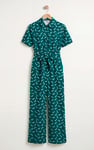 Womens Zip Through Wide Leg Jumpsuit