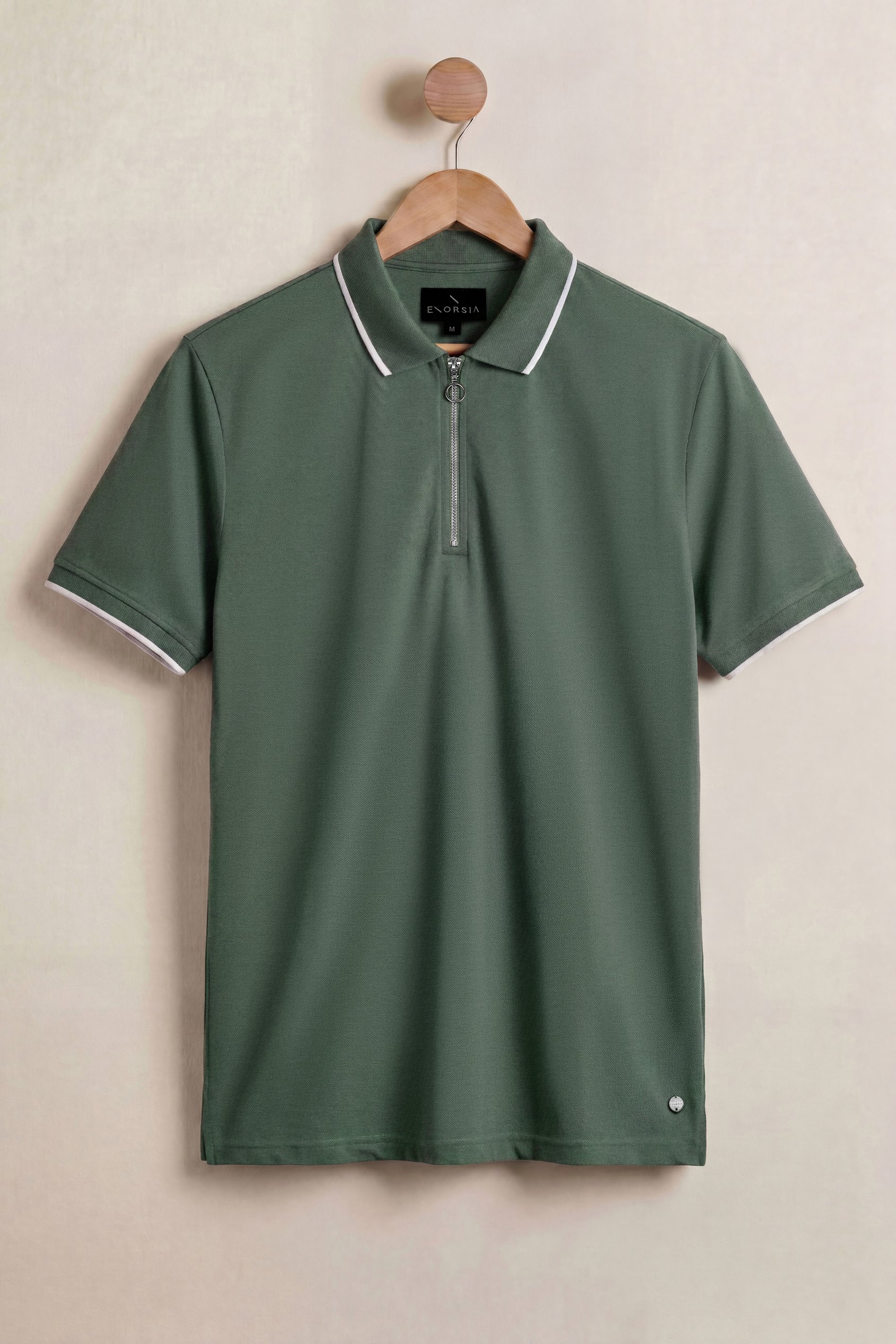 Regular Fit Tipped Quarter Zip Polo Shirt