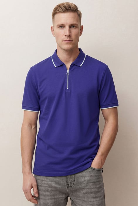 Regular Fit Tipped Quarter Zip Polo Shirt