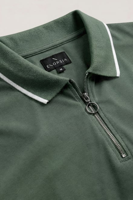 Regular Fit Tipped Quarter Zip Polo Shirt
