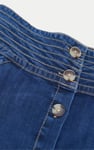 Button Detail Denim A-Line Midi Skirt