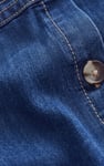 Button Detail Denim A-Line Midi Skirt